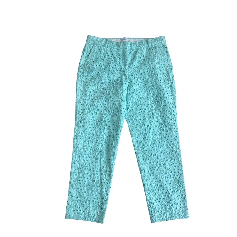 NWT J.Crew | Mint Green 100% Cotton Eyelet Capri Pants | Size 8